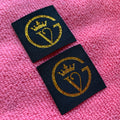 square Shape Shiny Gold Metallic Thread Woven Patchbright Gold logo Clothing Woven Label for Jacket