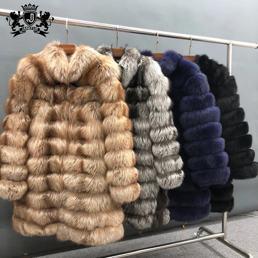 Custom 100% Real Fox Fur Coat Warm Stylish Stand Collar Men Fur Coat Real Long Fur Coat Women