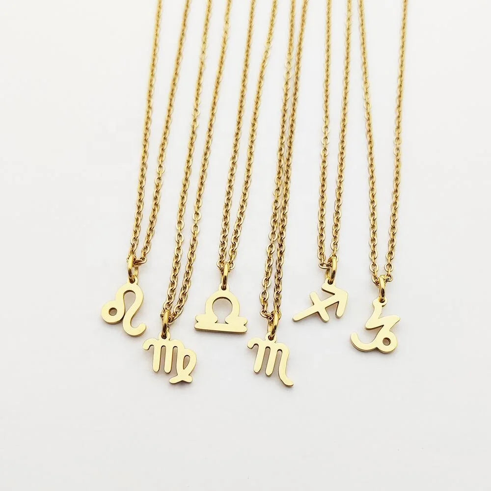 Joya Zodiac Sign Chain Necklace Birthday Charms Bijou Femme Joyeria Minimalista 12 Astrology Horoscope Necklace Xp Jewelry