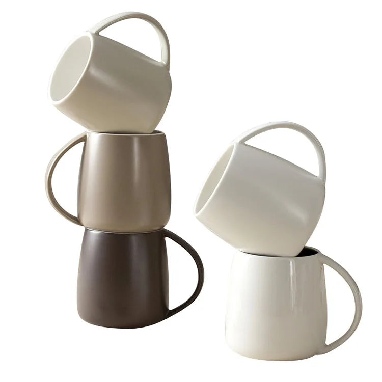 Wholesale Nordic Egg Shape Ceramic Cup Creative Mug With Handle Large Capacity Simple Office Water Cup
