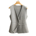 Jancoco Custom Women Woolen Waistcoat Sleeveless Cropped Winter Double Faced Genuine Wool Vest