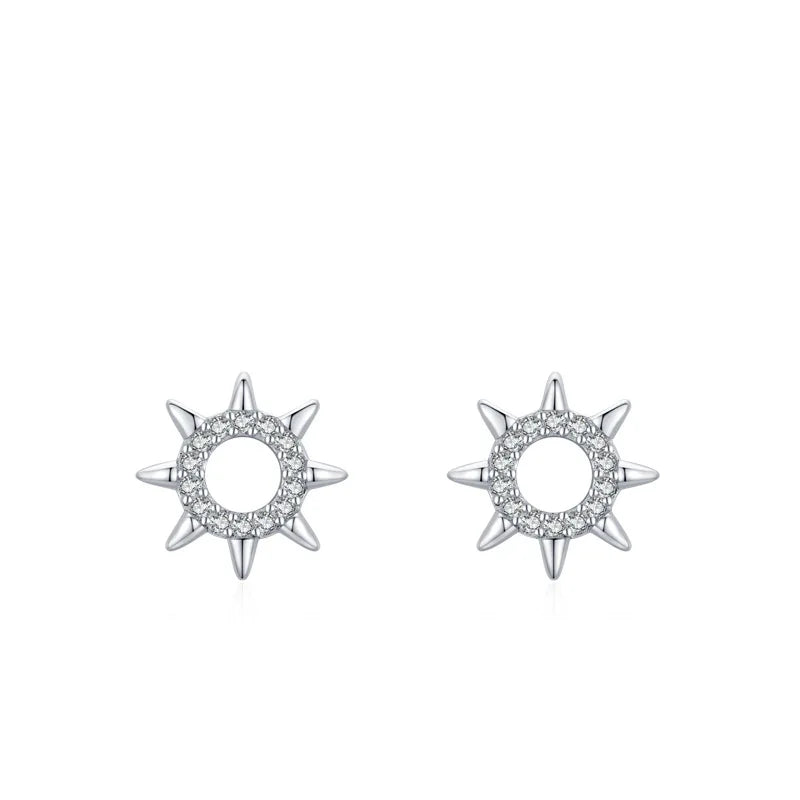 New Arrival Wholesale Sterling Silver 925 Sunflower Stud Earrings Zircon Charm Flower Jewelry for Women Parties Engagements