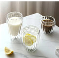 BPA-Free Clear Vertical Stripe Double Wall High Borosilicate Glass Cup New Design Handle for Party Serving Coffee Juice-Type
