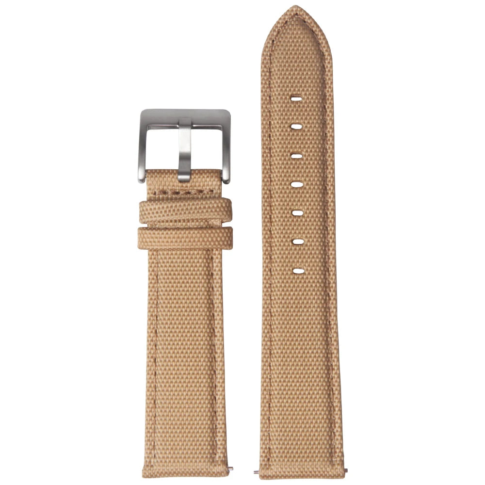 Premium Fabric Khaki Canvas Surface Leather Bottom Bracelet 18mm20mm22mm24mm Replacement Strap Sailcloth Watch Strap