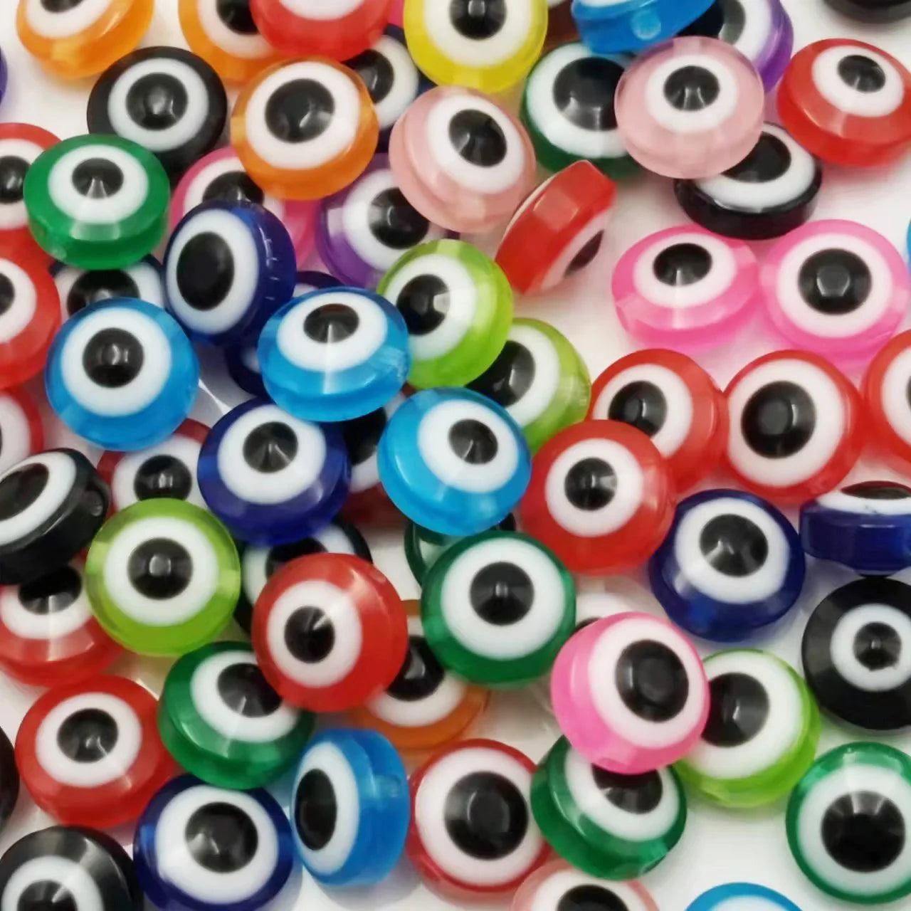 6/8/10/12/14/16/18/20mm Resin Flat Evil Eye Beads Oval Shape Loose Spacer Beads DIY Charm Blue Evil's Eye Beads