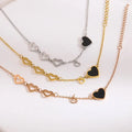 Ins Style Stainless Steel Love Heart Bracelet Design Gold Plating Stainless Steel Heart Gold Plating Charm Bracelet for Women