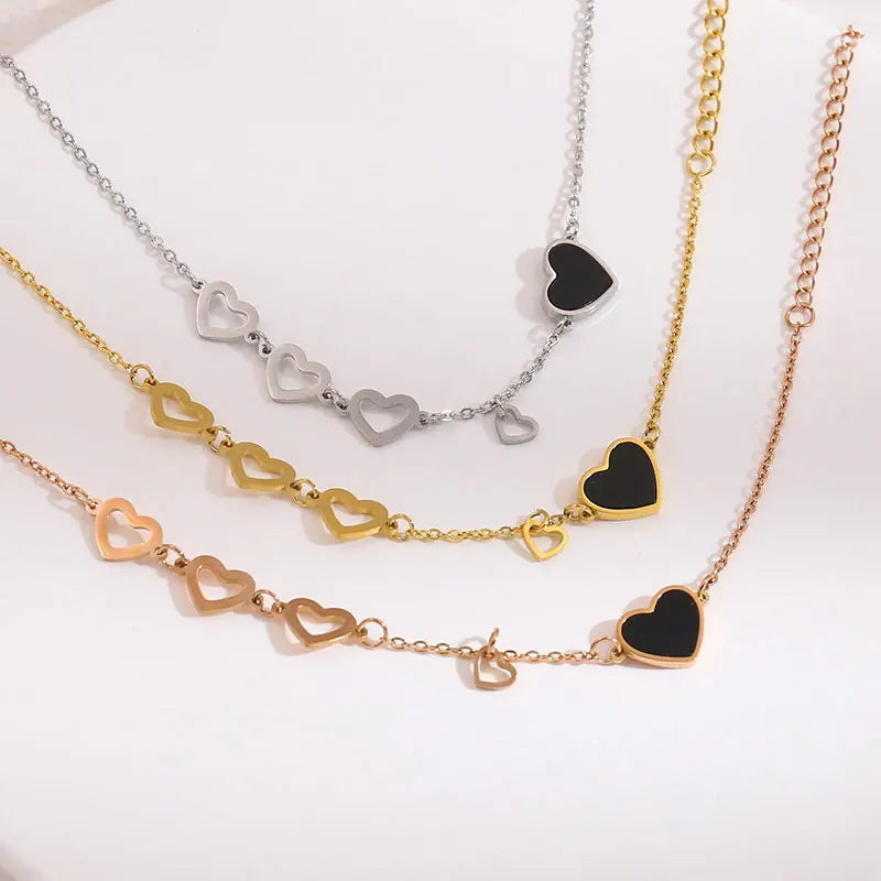 Ins Style Stainless Steel Love Heart Bracelet Design Gold Plating Stainless Steel Heart Gold Plating Charm Bracelet for Women