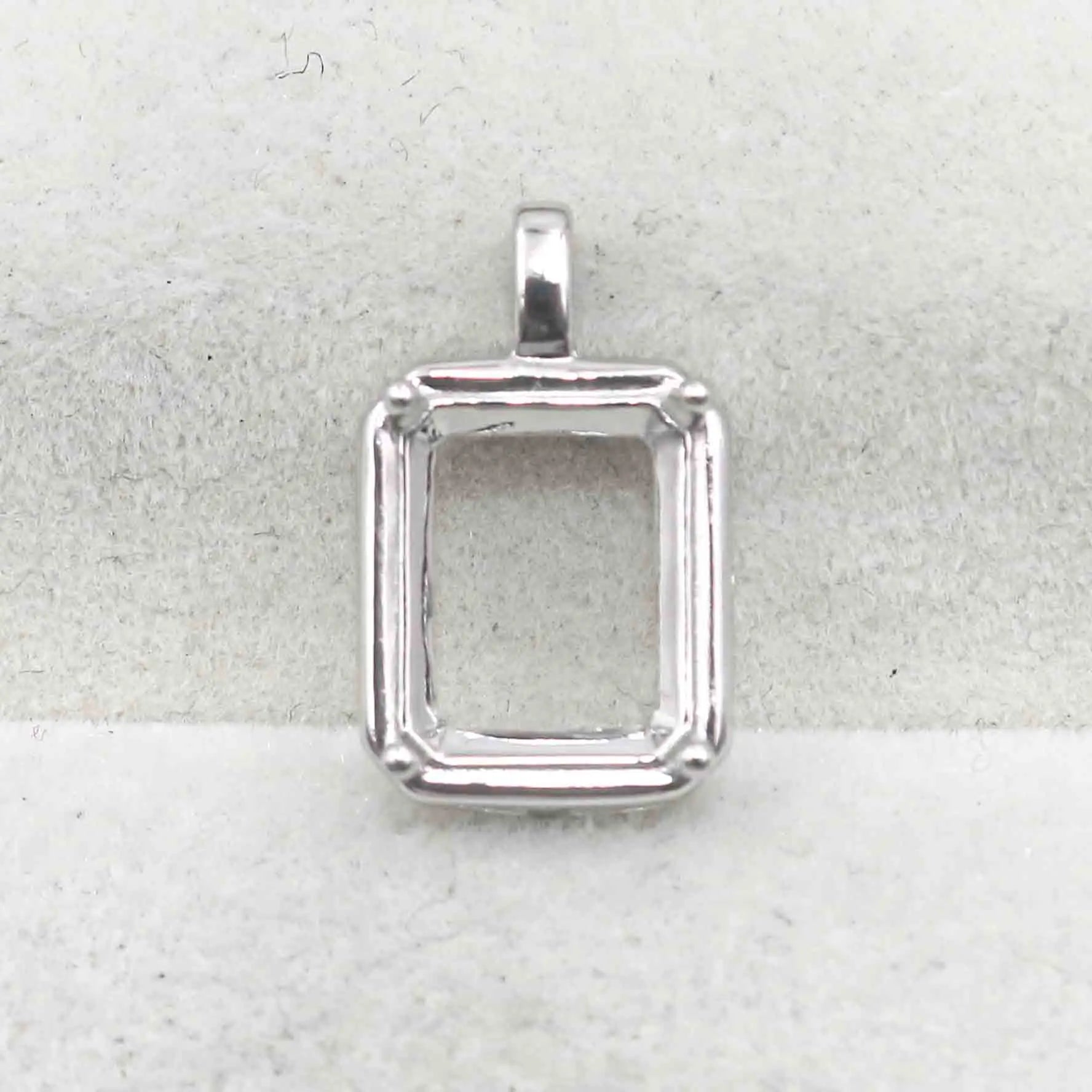 Sterling Silver 6*8/7*9/8*10 Semi Mount Pendant Frame Square Shape S925 Empty Blank Setting Base Without Center Stone for Inlay