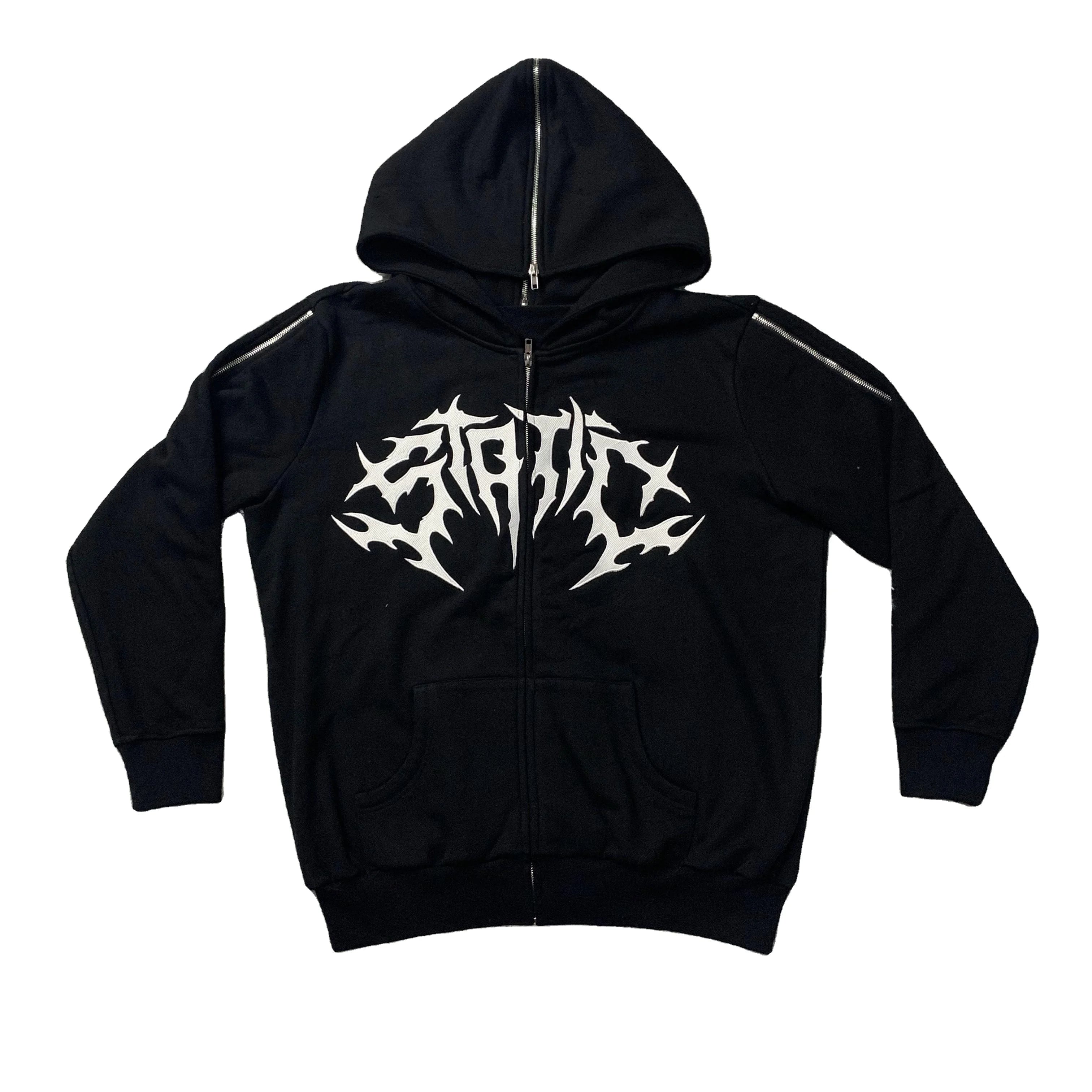 DENIMGUYS Manufacturer Wholesale Men's Hoddies Custom Embroidered Oversized Men Heavyweight 450gsm Cotton Zipper up Hoodie