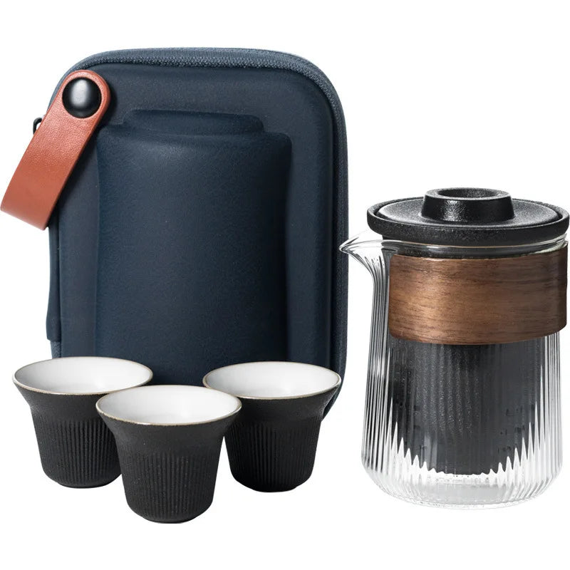 230ml Ceramic Chinese Kung Fu Gongfu Tea Set Stocked Portable Teapot Teacups Home Office Outdoor Travel Comfortable Carrying Bag