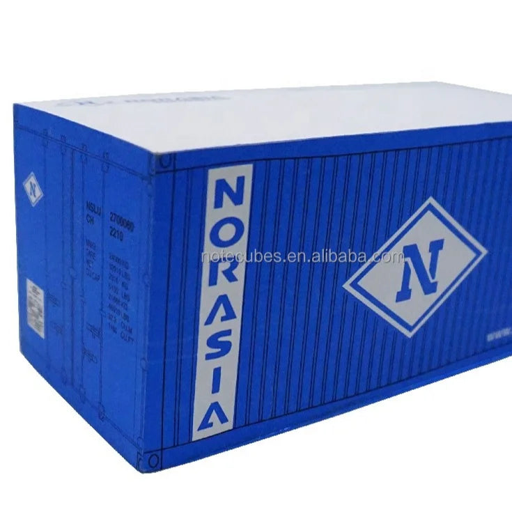 Factory Price Blue Container Shape Memo Cube with Wooden Pallet Brand Promotion Gift
