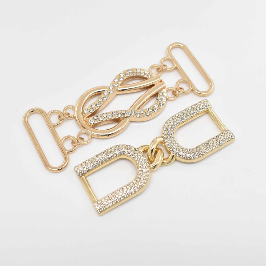 LT-12 Y2K Shimmer Swimsuit Accessories - Rhinestone Decor Zinc Alloy Clasps Anti-Corrosion for Bikini/Beach Cover-Ups