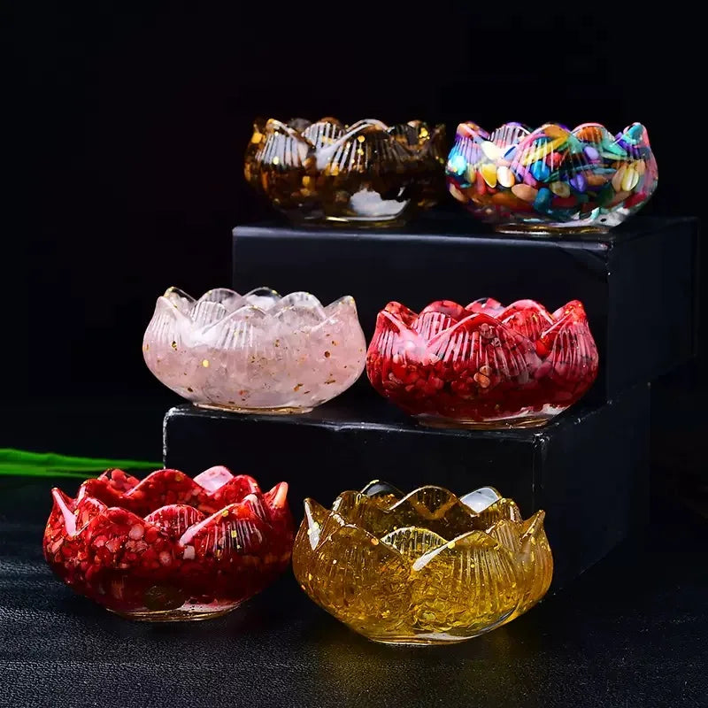 Natural Crystal Crushed Stone Lotus Demagnetization Bowl Feng Shui Decorative Item Treasure Basin Ornament