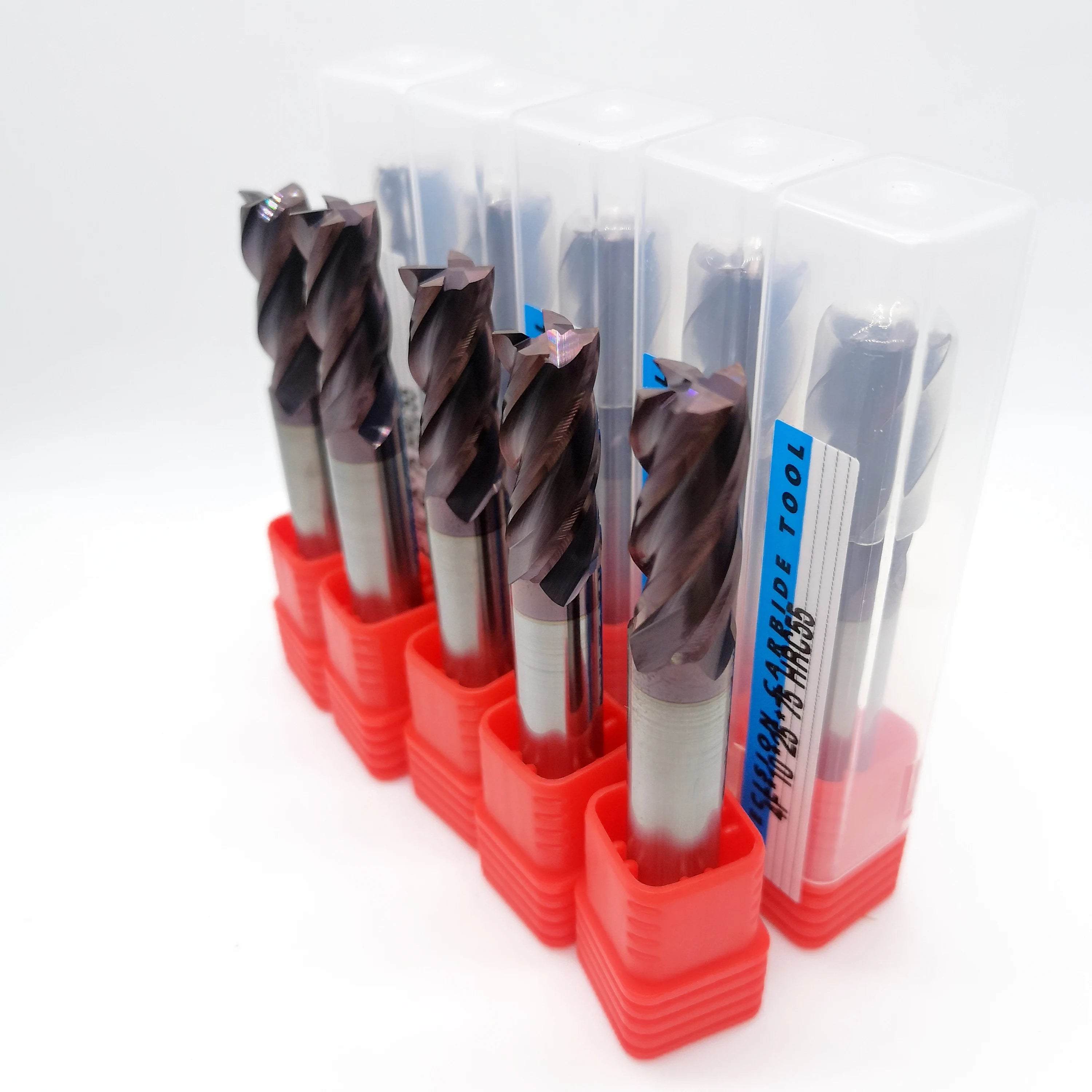HRC55 Carbide End Mills CNC 4 Flutes Flattened End Mills 4F*10*25*75 End Milling Cutters