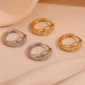 Engraved North Star Zircon 925 Sterling Silver Earring Huggie Hoop Earrings 18k Gold Plated Jewelry