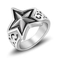 Fashion Jewelry Rings Hip Hop Rock Finger Band Vintage Silver Pentagram Stainless Steel Ring for Men Comfort Fit Size 7-11