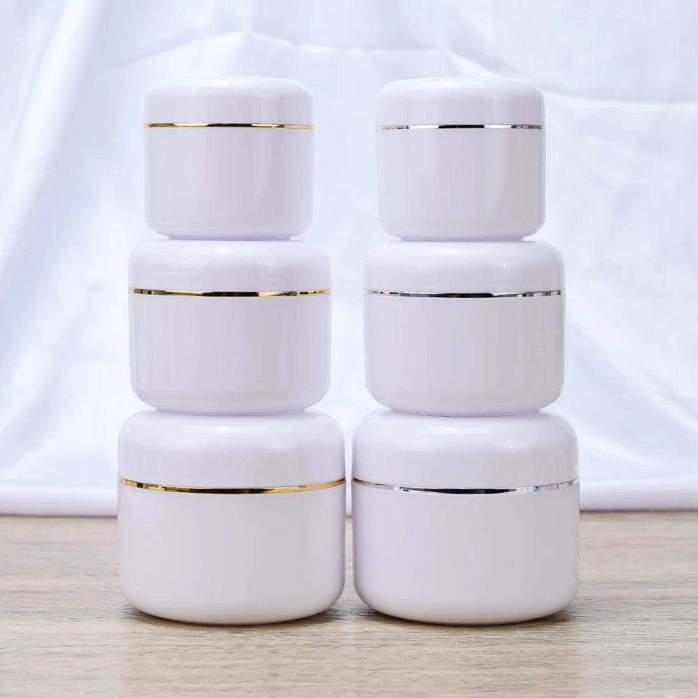 5g 10g 20g 30g 50g 100g 200g  Plastic Cosmetic Container  Face Cream Jar White Double Wall PP Plastic Jar with Sliver  Edge