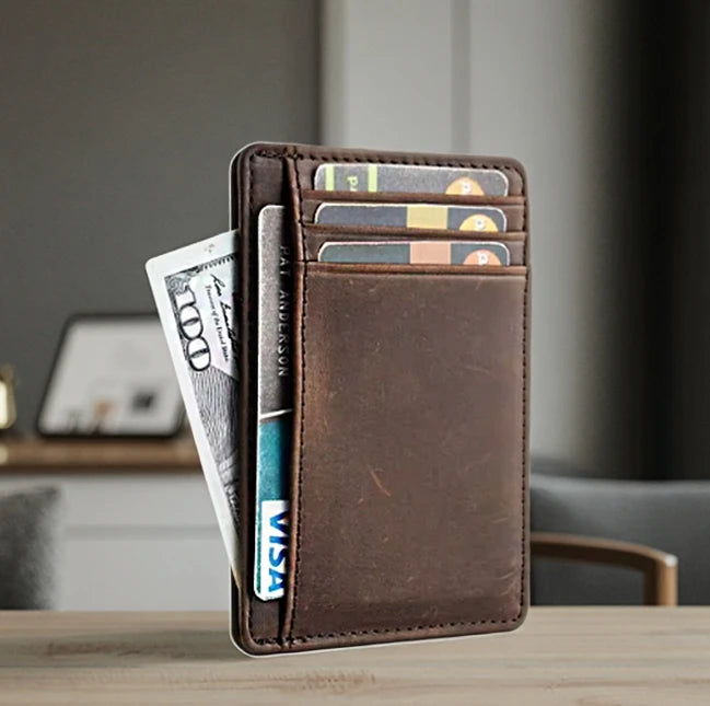 Hot Sale Stylish Minimalist Scratch Resistant Men's Leather Card Holder Wallet