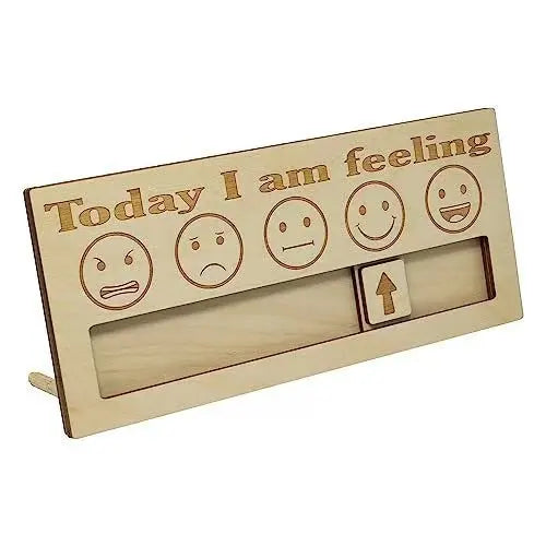 TaiLai Eco-friendly Multifunction Desktop Emotion Chart with Stand Wooden Mood Decoration for Home Office School Use