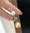 N431 9-10mm DIY Natural  Freshwater Pearl Charm Pendant Necklace Chain Accessory 925 Sterling Silver Jewelry for Women