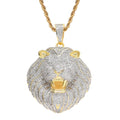 Punk Lion Head Pendant Necklace Jewelry Big Iced Out Zircon Brass Luxury Hiphop Rapper Bling Bling Men 18K Rope Chain