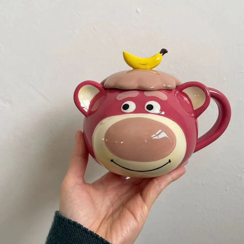 Factory Direct Sell Creative Cartoon Hand Painted Strawberry Bear Ceramic Mug