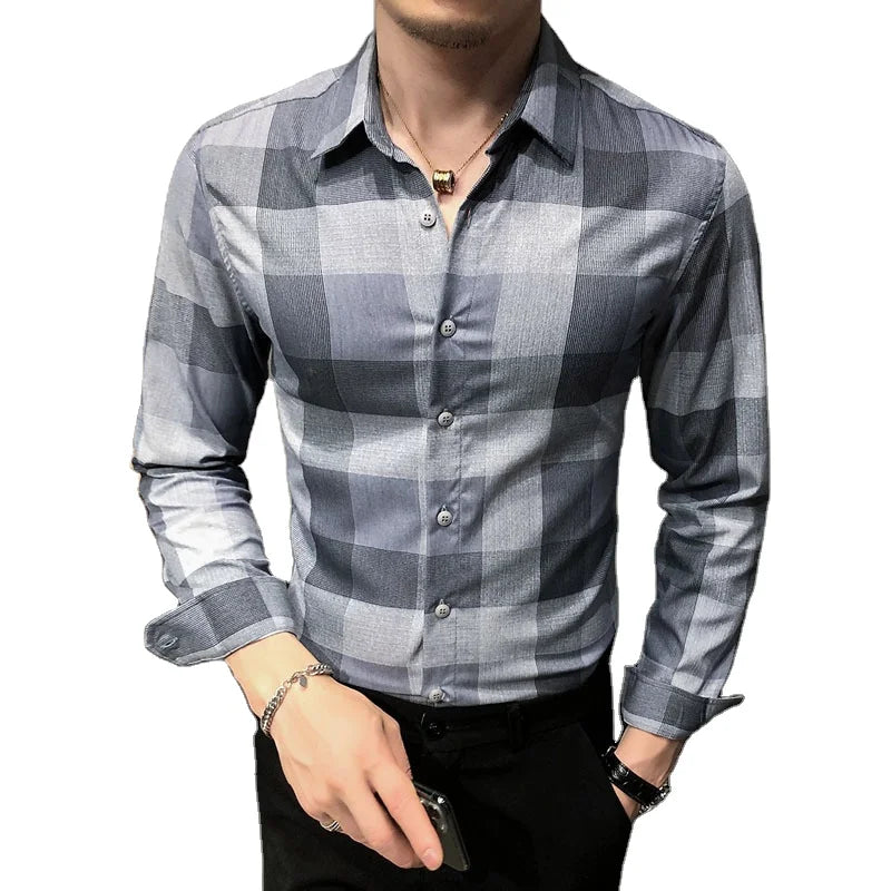Wholesale Business Shirts for Men Plaid Design Men's Shirts Long Sleeve Dress Shirt for Men