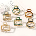 Korean Geometric Hollow Alloy Hair Clip Claw Girls Retro Colorful Shark Hair Clip Ladies Simple Acetate Hair Claw Clips