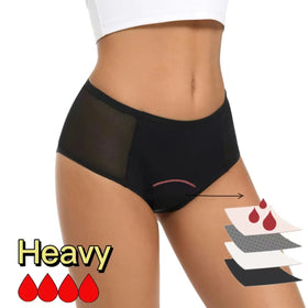 6XL High Waist Period Panties Plus Size 4-Layer Leakproof Menstrual Underwear for Women