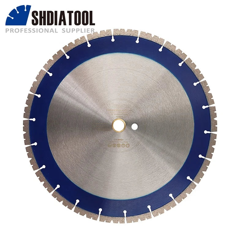14''/358mm Sintered Turbo Segmented Diamond Circular Saw Blade with Striped Teeth for Concrete Floor Slotted Cutting Disc Wheel