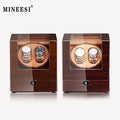 MINEESI Luxury PU Leather Watch Winding Device Storage Box 2+0 Slot Custom Logo Upper Silent Motor Wholesale Watch Parts
