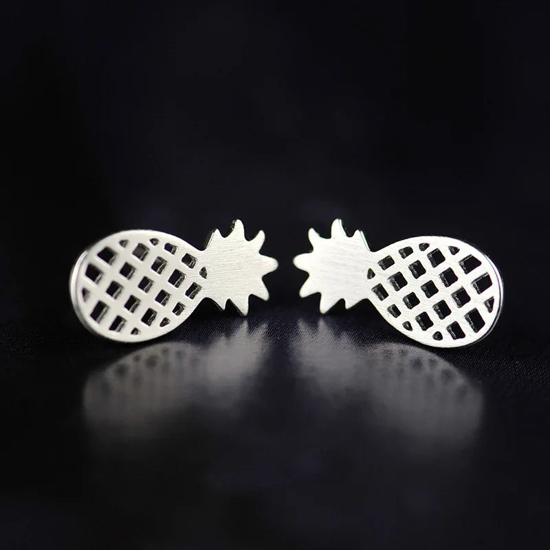 925 Sterling Silver Pineapple Stud Earrings for Women Girls Fashion Jewelry Brincos Brinco