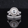 14k Gold Women Jewelry White Solid Gold Moissanite Diamond Jewelry Ring Set