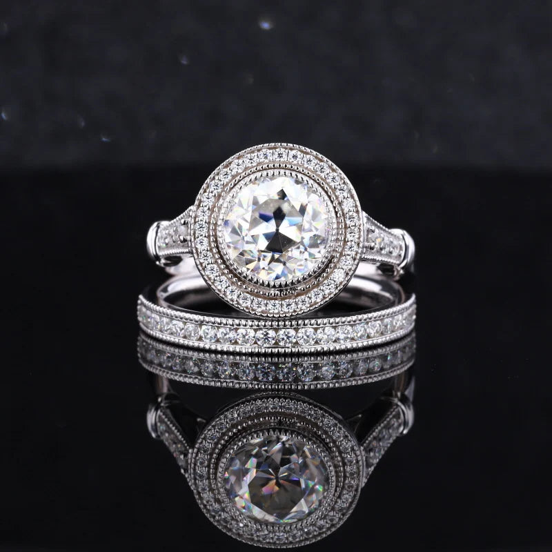 14k Gold Women Jewelry White Solid Gold Moissanite Diamond Jewelry Ring Set