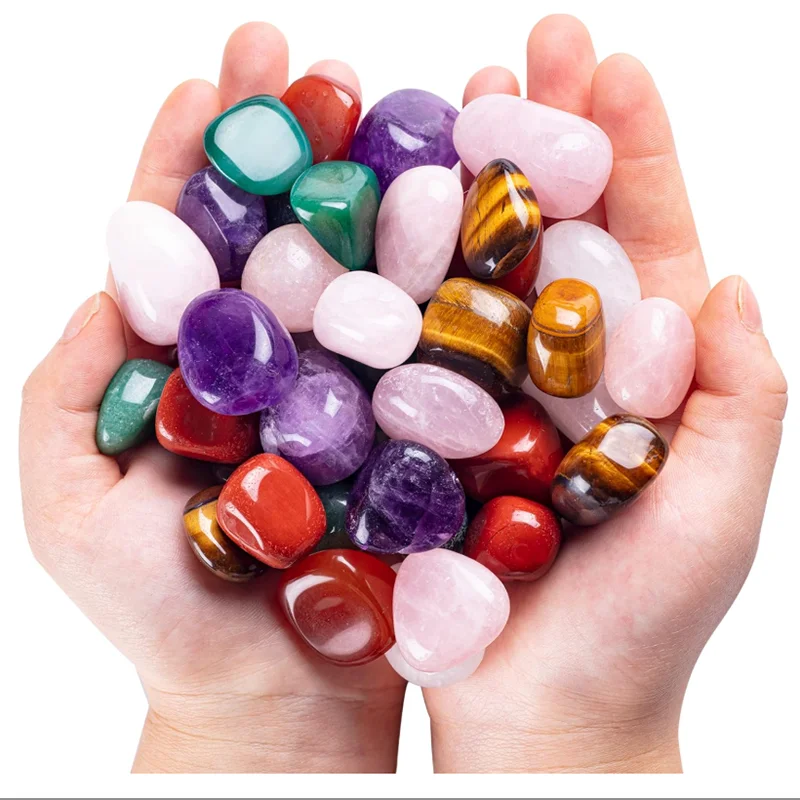 2-3cm Rose Quartz Reiki Healing Kit Polished Crystal Tumbled Stones with 7 Chakra Gravel Specimen Wholesale