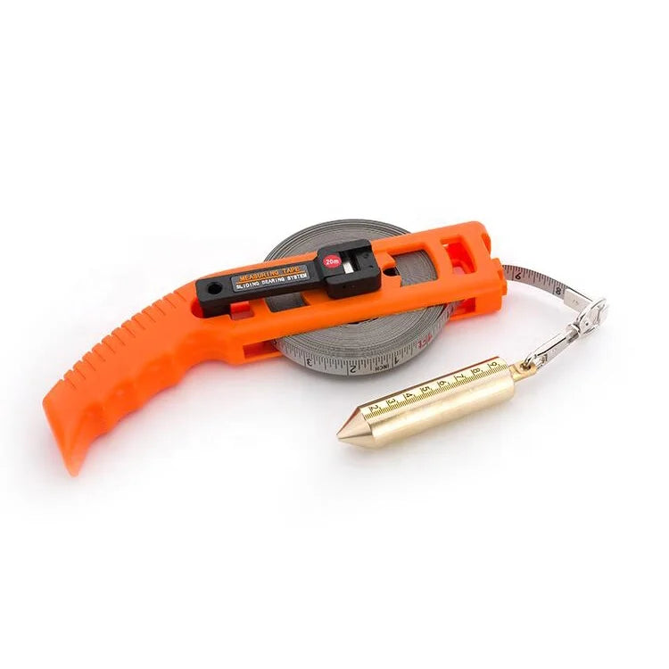 White Blade Oil Gauge Double-Sided Rolling Measuring Tape Brass Weight Metric Inch 20m Length Carbon Steel Blade Manual Lock