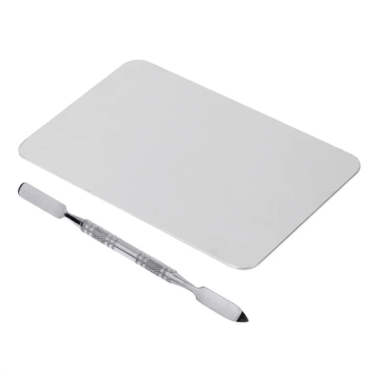 Private Label Makeup Mixing Palette Stainless Steel Metal Nail-art Cosmetic Mix Palette with Spatula Tool