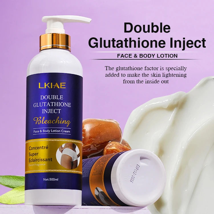 Wholesale OEM Vegan Hyaluronic Acid Double Gluta Nourishing Body Lotion Brightening Whitening Face & Body Lotion for Black Skin