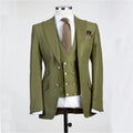 Tuxedos Men Suits 3 Pcs Classic Costume Homme Groom Wedding Dress Custom Made Peaked Lapel Groomsman Blazer Jacket+Vest+Pants