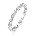 OAHLAN 925 Sterling Silver Wedding Band for Women Cubic Zirconia Marquise & Round Milgrain Full Eternity Stackable Ring
