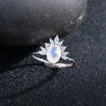 Handmade Luxury 925 Sterling Silver Natural Stone Moonstone Engagement Promise Rings Jewelry Women Diamond Ring