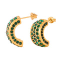 European and American Asymmetric Geometric Earrings Titanium Steel 18K Gold Full Diamond Zircon C- Shaped Earrings Female