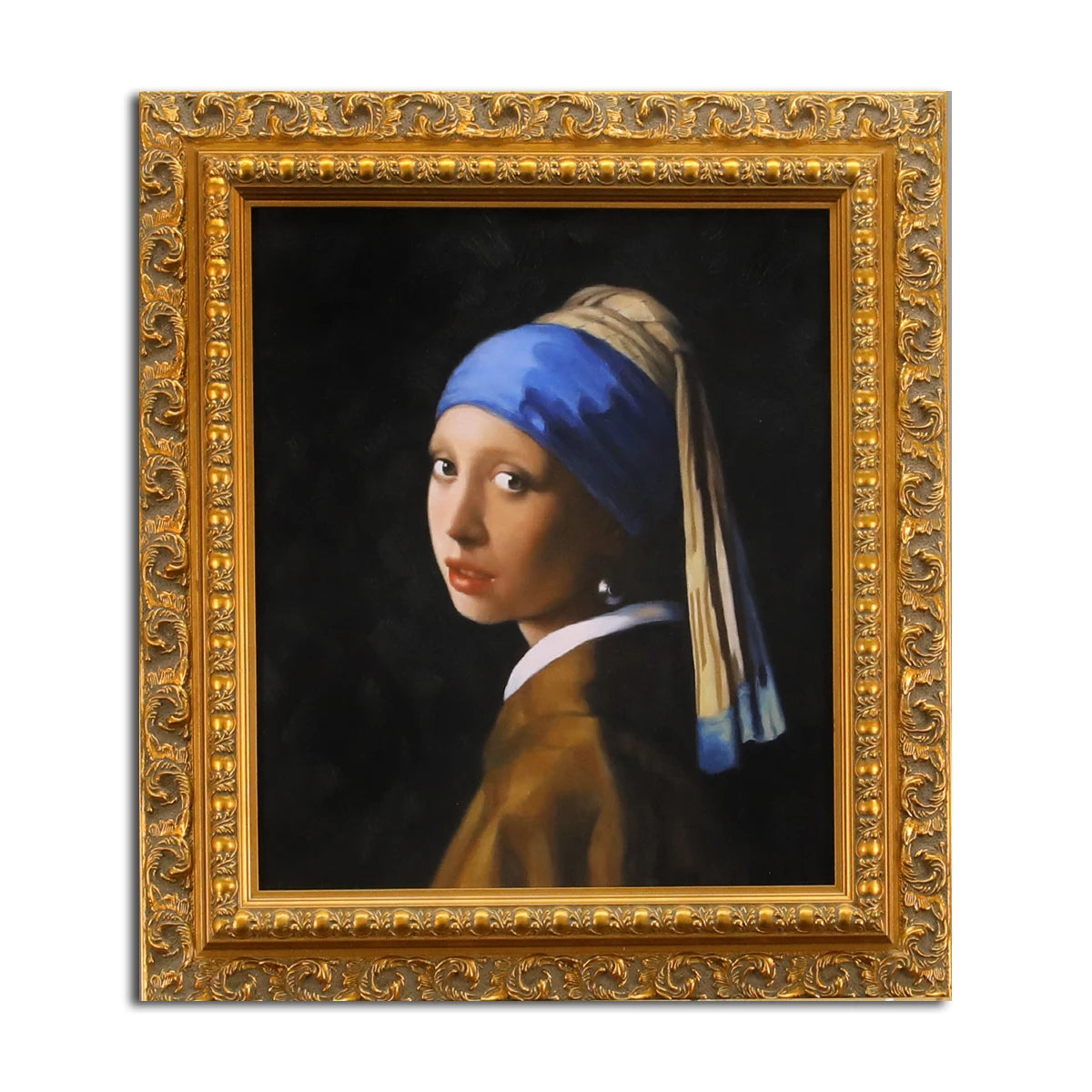 Hand Painted Realist Masterpiece Girl Pearl Earring Jan Vermeer Handmade Thick Textured Eco-Friendly Oil Painting Wall Art for