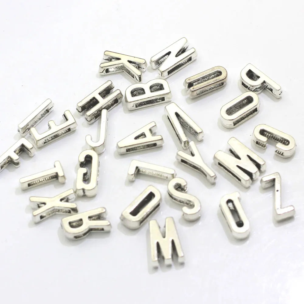 10mm Slide Letter Charms for Bracelet Making Women Jewelry DIY Accessories Pet Collar Keychain A-Z Rhinestone Alphabet Gift
