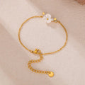Wholesale Dainty Chic Elegant Artifical Shell Flower Chain Zircon Charm Bracelet Fashion Jewelry Link Bracelets Stainless Steel