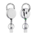 Hot Sale Silver Color 1.6 Inch Zinc Carabiner Retractable Reel ID Badge Holder with Belt Clip for Name Card Keychain