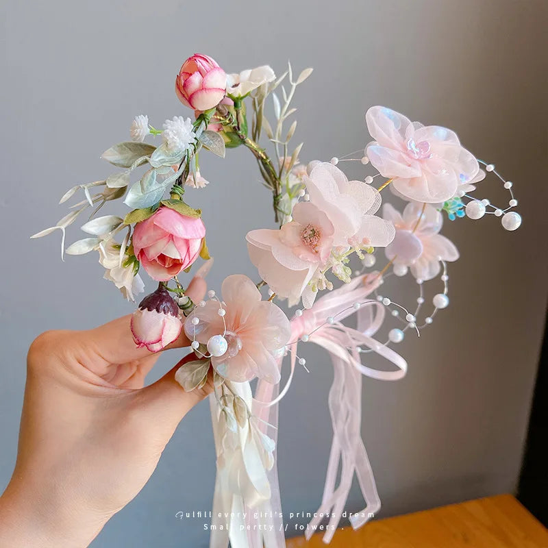 Factory New Style Bride Headband Korean Super Fairy Rhinestone Crown Butterfly Flower Tiara Headband