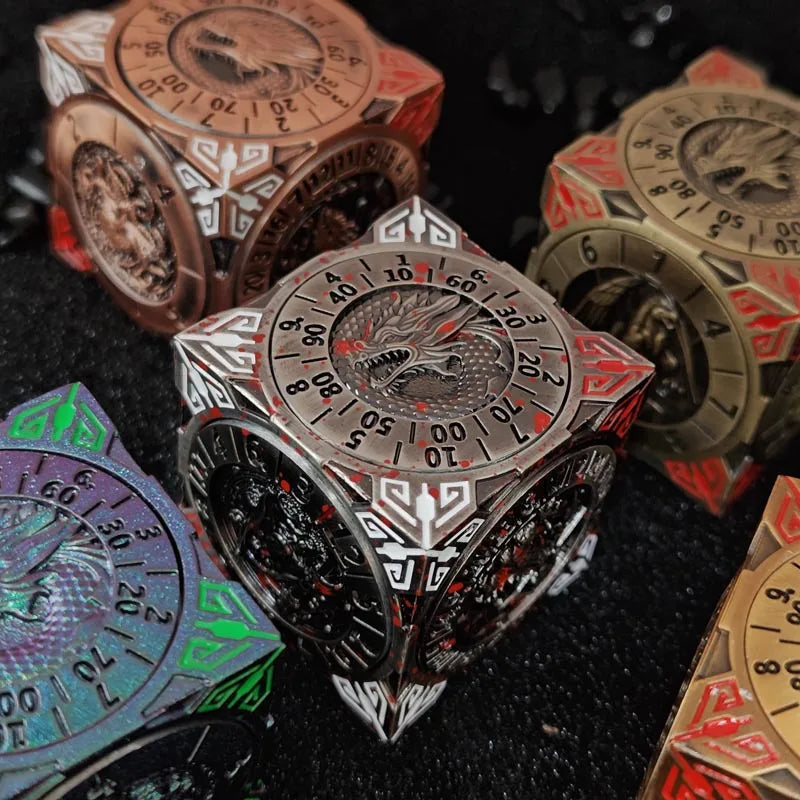 Factory D6 Dice Set 7-in-1 Polyhedral Metal D6 Carved Dungeons and Dragons Dnd Board Game Logo Customizable Carved Craft