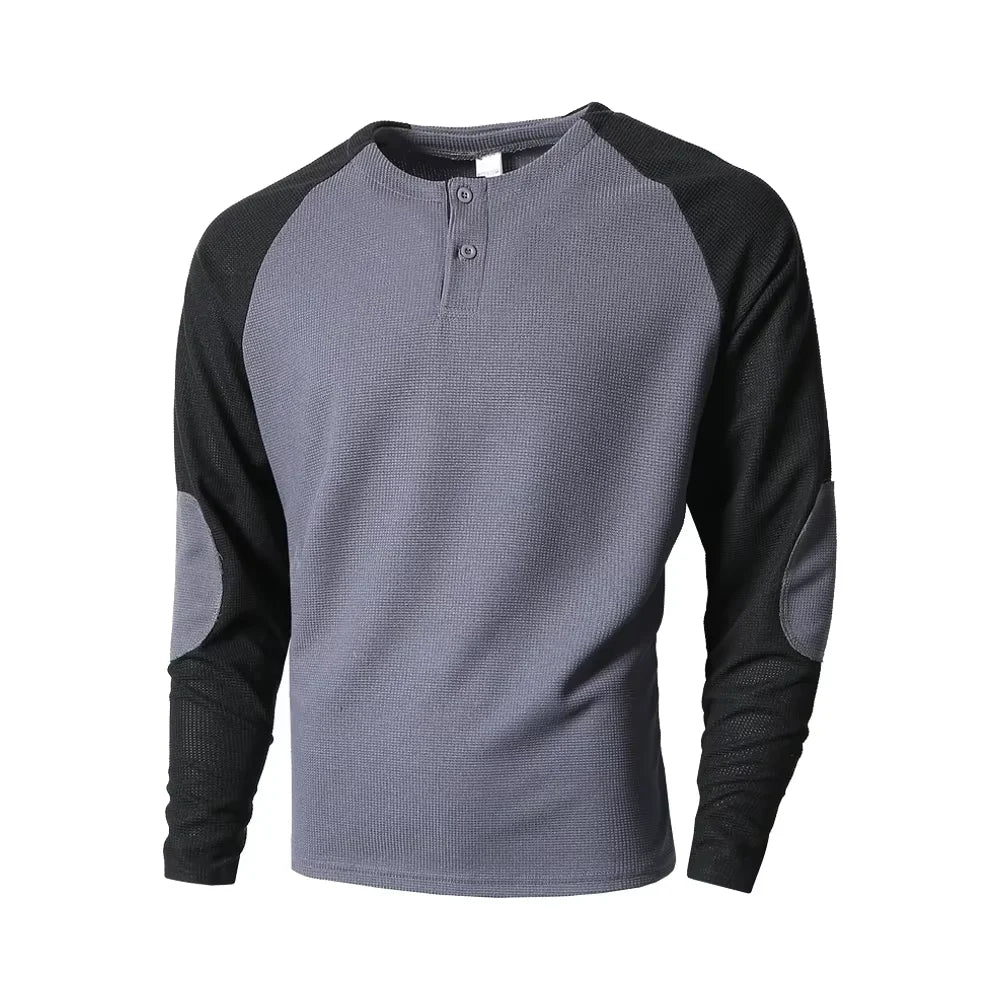 Factory Supply  Knit Long Sleeve Black Crew Neck Mechanic Work  Welding FR Work Henley Shirt