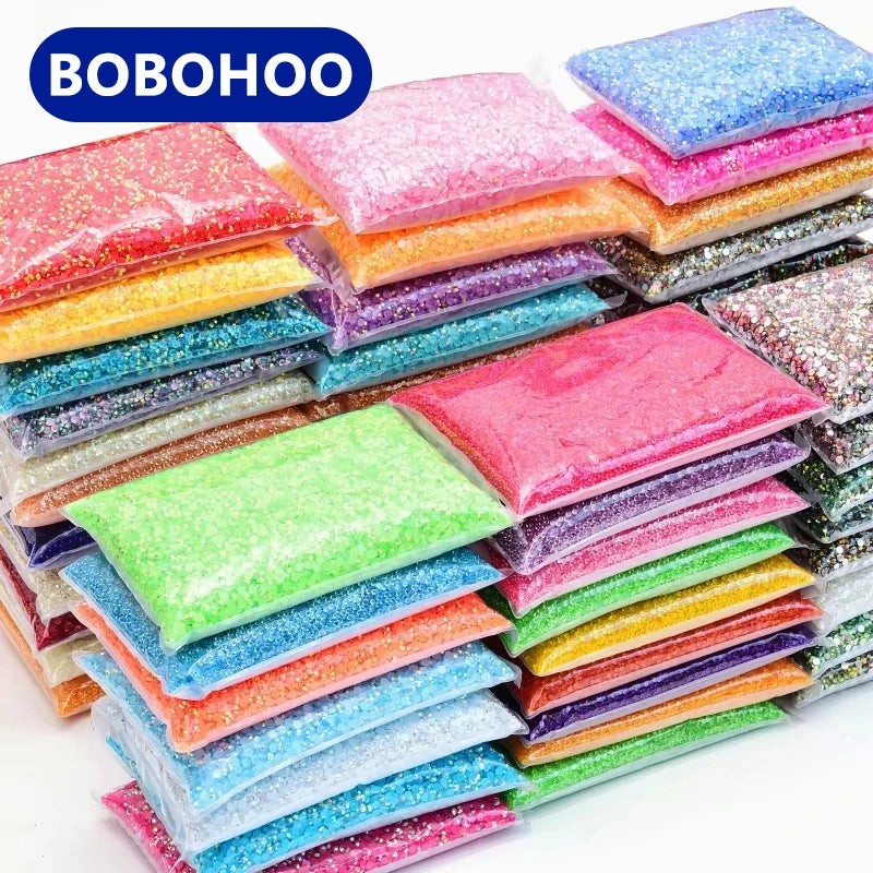 BOBOHOO Wholesale Clear Bottom and Jelly Non Hotfix Resin Rhinestones Bulk 2mm-6mm Flatback Glass Rhinestones for Nail Art